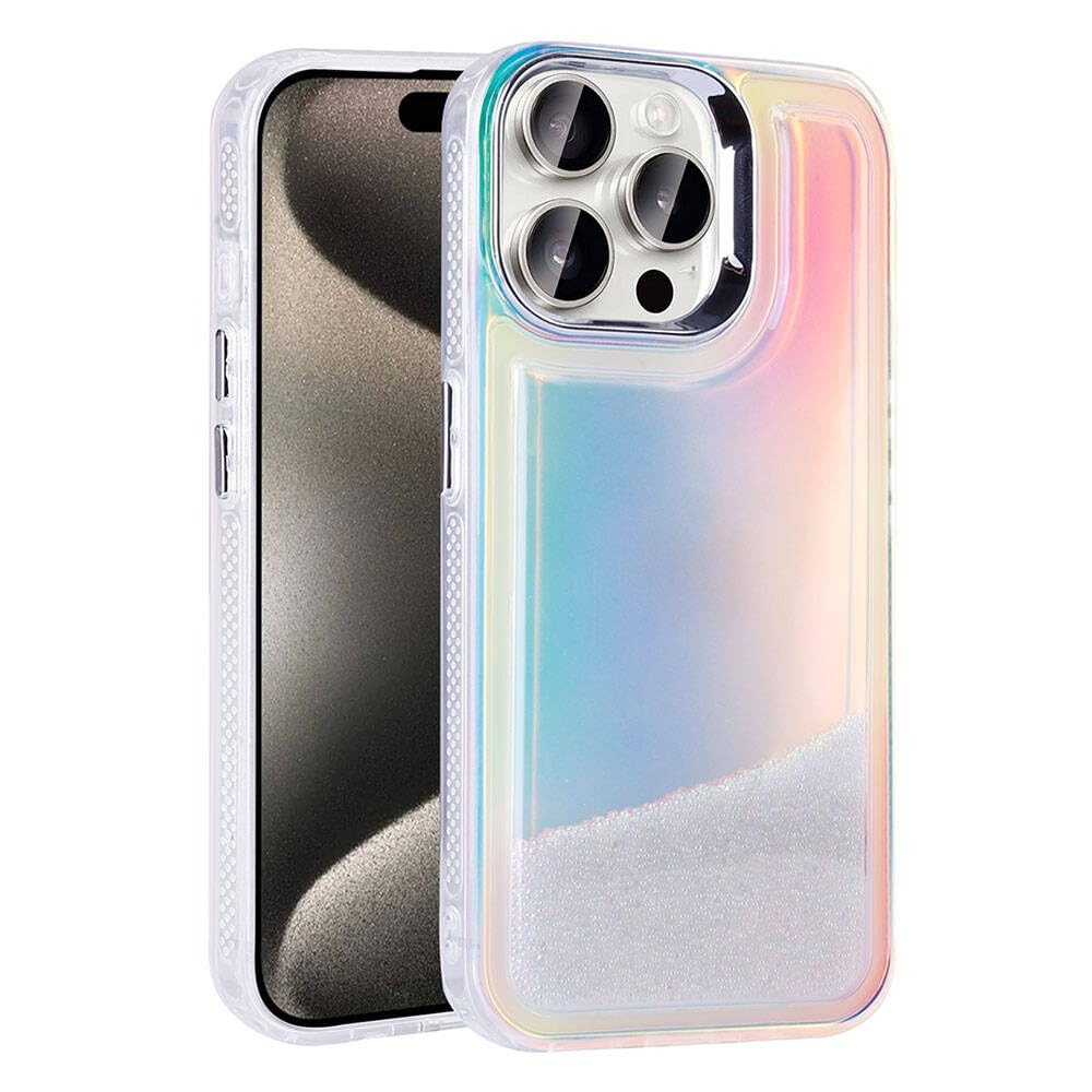 Zore Apple için uyumlu iPhone 15 Pro Max Kılıf Airbagli Renkli Arka Yüzey Boncuk Tasarımlı Zore Kumul Kapak Şeffaf