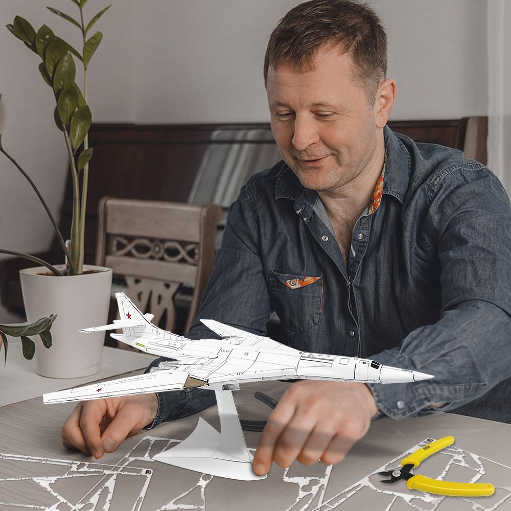 Piececool Metal Puzzle 3D Bombarderos Estratégicos Tu-160, Aviones Maquetas para Construir Adultos, Puzzles 3D Maquetas para Montar, Maqueta Metal, Regalo Cumpleaños, Recuerdos, Colección, 53 Piezas