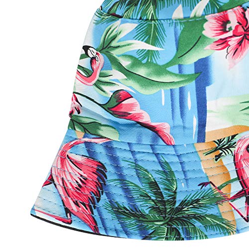 Zlyc Unisex Cute Unique Print Travel Bucket Hat Summer Fisherman Cap (Flamingos Palm Tree) #TOP4