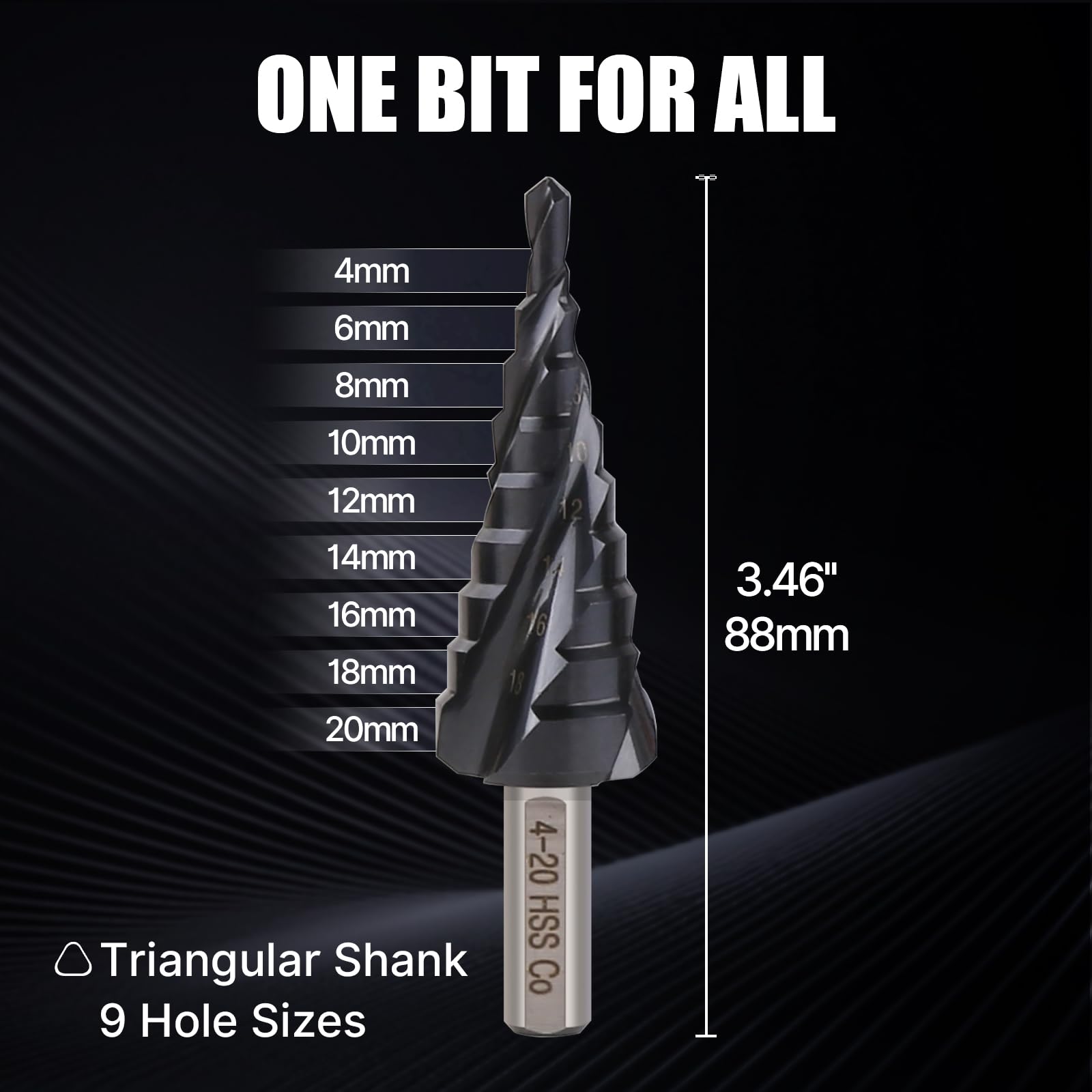 Vearter 4-20mm Cobalt Step Drill Bit for Metal M35 HSS 9 Steps Cone Cutter - Image 3