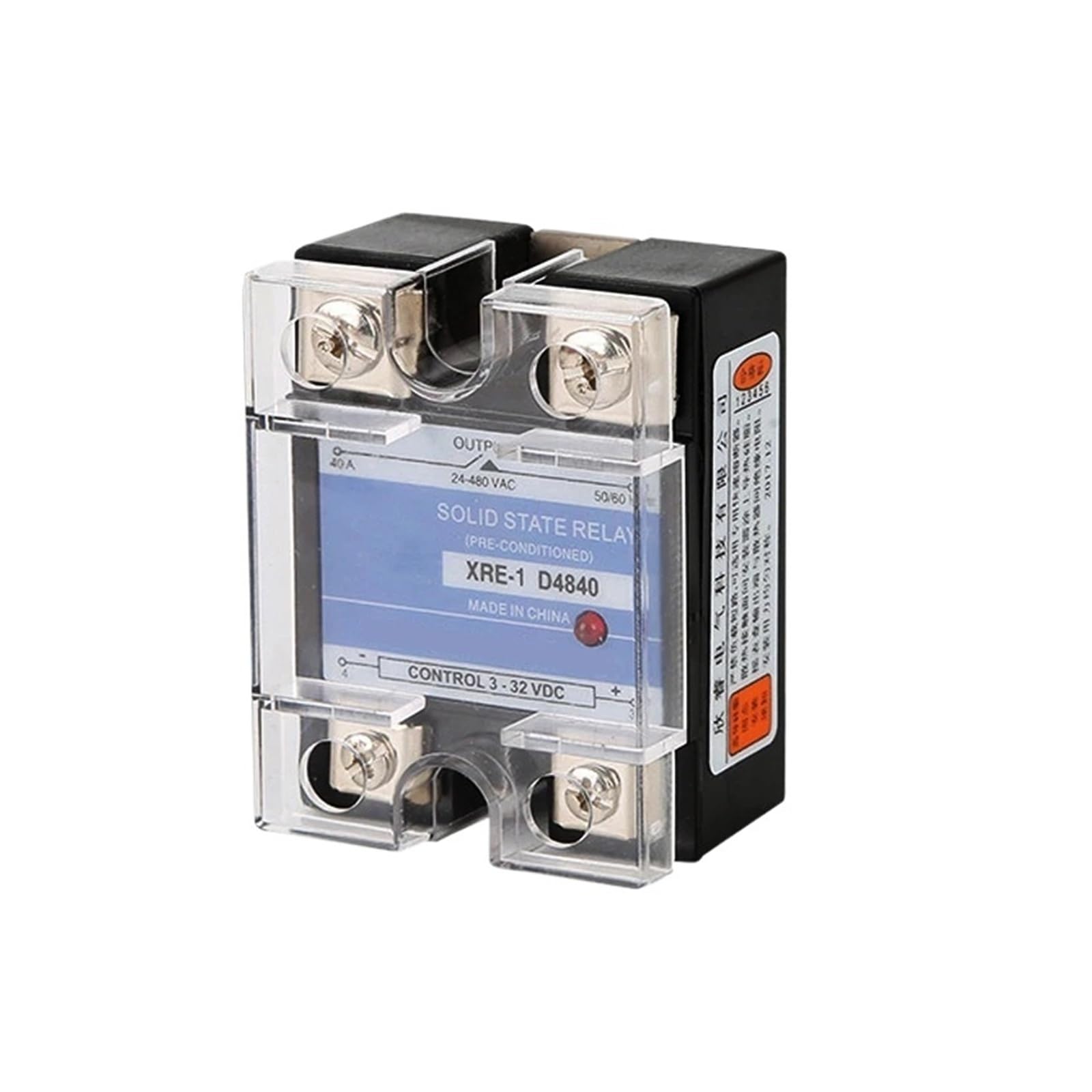 Relé de Estado sólido con Cubierta de plástico, 10A ~ 150A, DA DD AA, Control monofásico de CC, CA de 220V a 3-32VDC SSR-10DA 25DA 40DA(DD,25A)