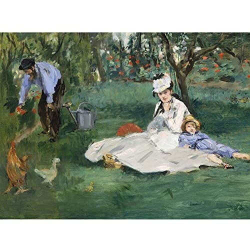 Artery8 Manet Monet Family In Their Garden Argenteuil Painting Art Print Canvas Premium Wall Decor Poster Mural