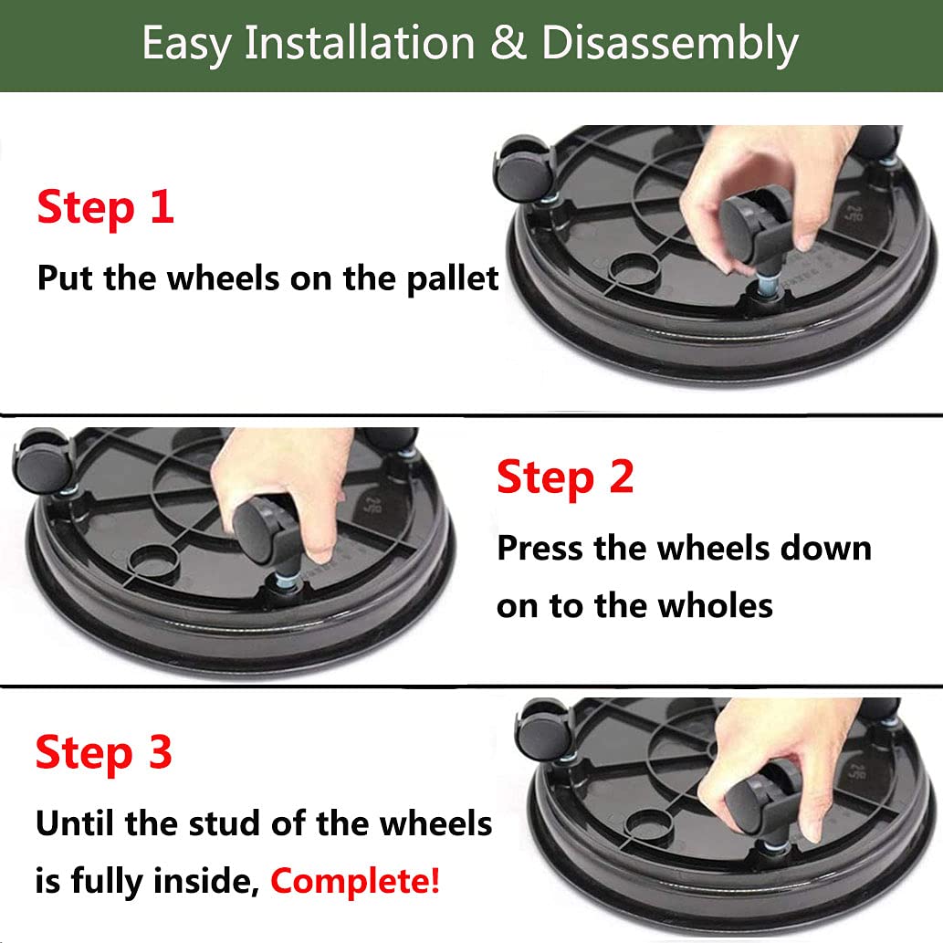Mlykya 15 inch Black Plant Caddy, Plant Stand on Wheels Heavy Duty Plant Dolly with Wheels for Moving Heavy Plant Pot Saucers Indoor Outdoor Planter Trolley Casters Rolling Tray (2pcs)
