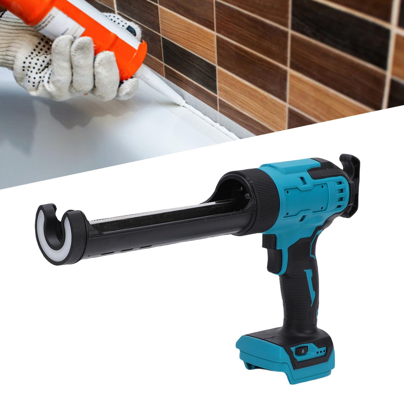 Asixxsix Pistola de calafateo eléctrica, inalámbrica, con 6 velocidades ajustables, luz LED y retracción automática. A batería, ideal para rellenar, sellar y reparar. Compatible