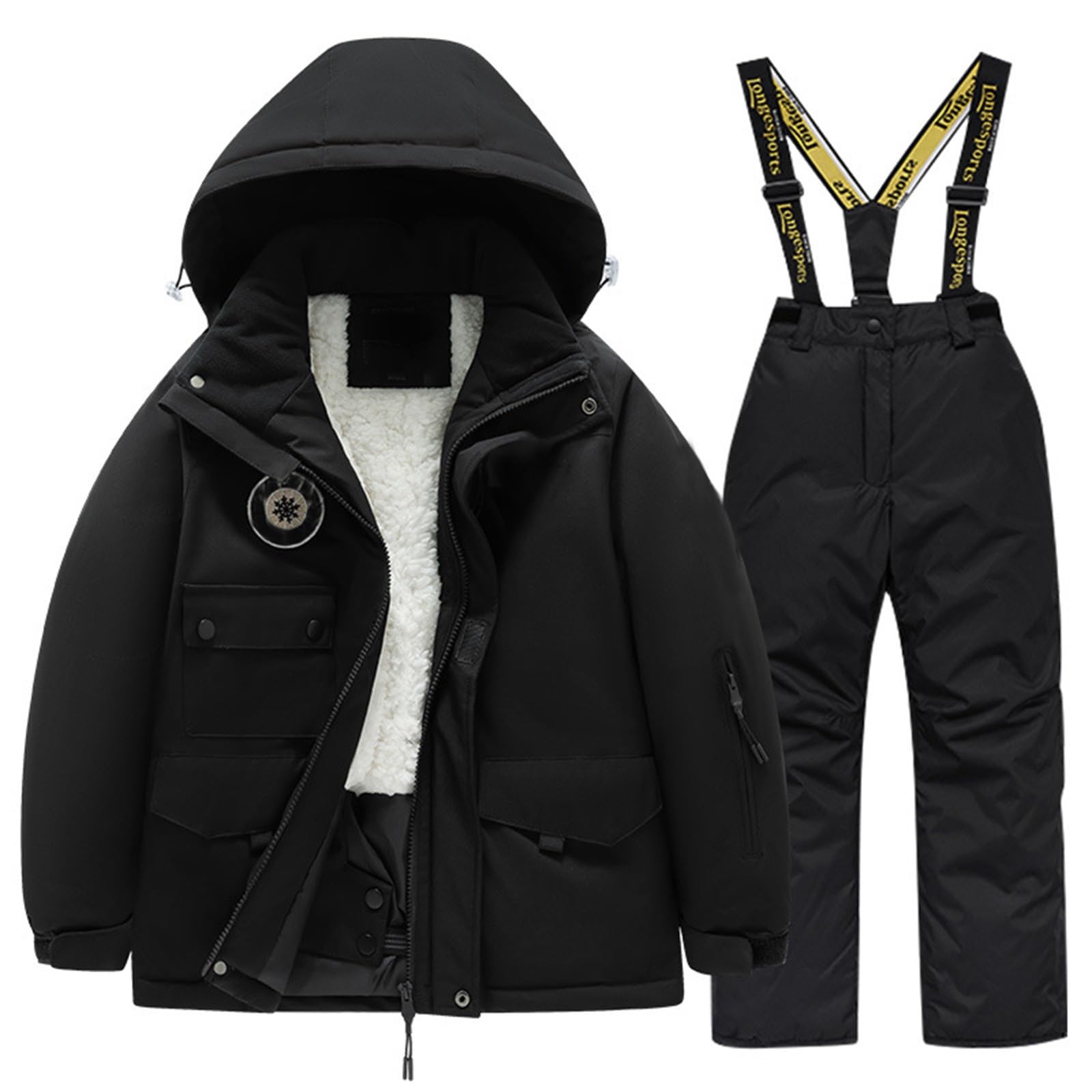Chaqueta de esquí para niños, forro polar, con bolsillos, cortavientos, ideal para snowboard, unisex