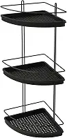 Porta Shampoo Triplo de Canto, Preto, Stolf