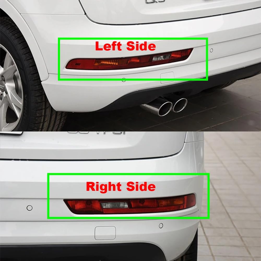 (Right Side Car Rear Side Tail Light Lamp Compatible With Audi Q3 (European Imported Version) 2016~2017~2018,Not Fit North American Version Q3,Reverse Brake Halogen Bumper Tail Lamp