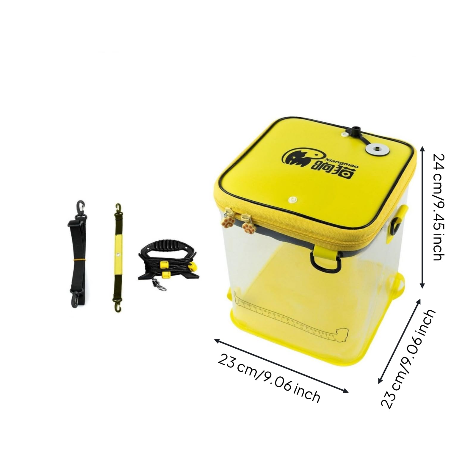 Qianly Secchio Pieghevole con Tracolla Impermeabile Secchio da Pesca con Coperchio Richiudibile Leggero Contenitore D'acqua per Campeggio