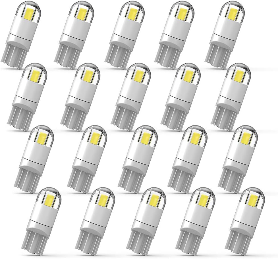 194 LED Car Bulb, 1.5W, 12V, White, 360 Degree Lighting, 20 Pack
