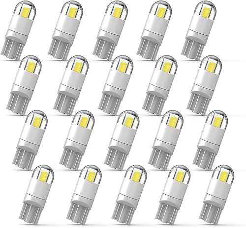 WEIMELTOY 194 bombillas LED para automóvil, 1.5 W, 12 V, blanco, iluminación de 360 grados, paquete de 20