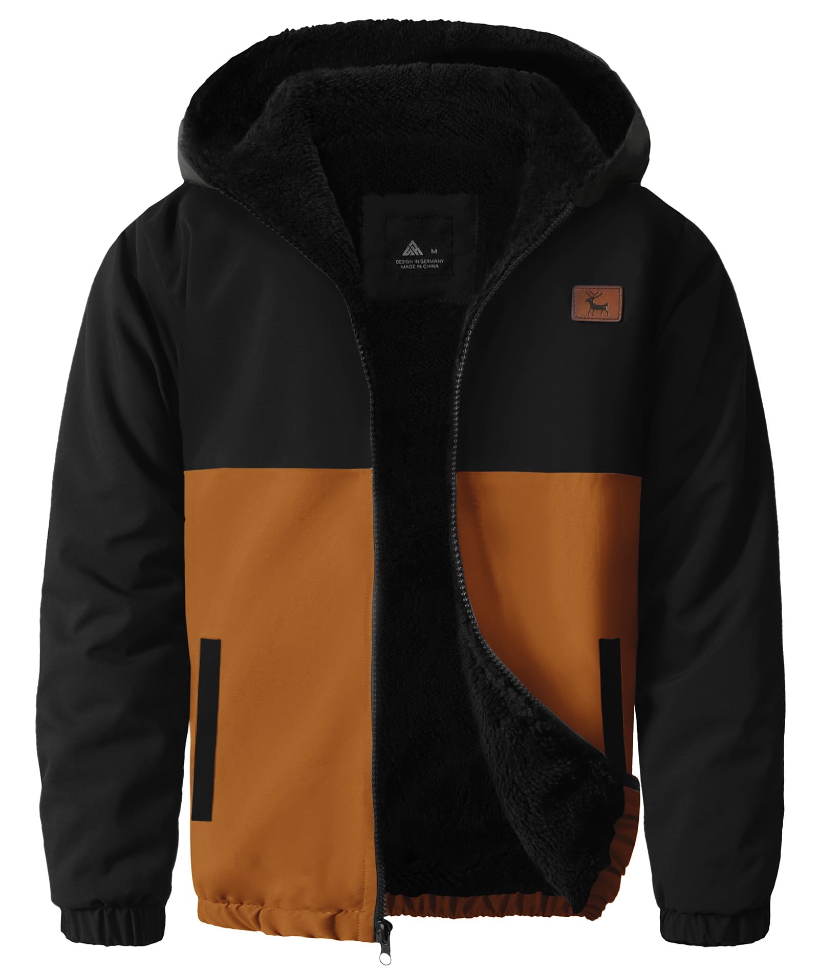 ZITY Boys Fleece Jacket Sherpa Lined Zip Up Hoodie