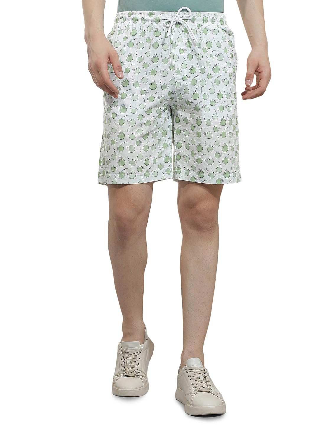 crimsoune club Men's White 100% Cotton Motif Printed Lounge Shorts-picture-39