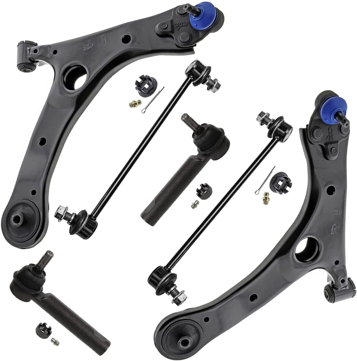 Detroit Axle - Front 6pc Control Arms Kit for 2014-2019 Toyota Corolla, 2 Lower Control Arms with Ball Joints, 2 Outer Tie Rods, 2 Sway Bar Links 2015 2016 2017 2019 Replacement