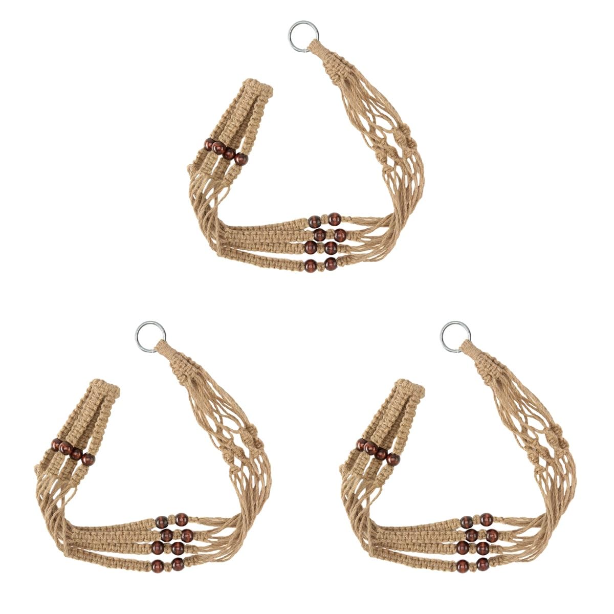 UKCOCO Lot De 3 Paniers Suspendus en Jute Et Macramé pour Plantes D'Intérieur en Corde De pour Pots De Fleurs en