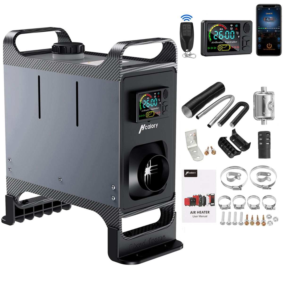 Amazon.com: HCALORY 12V 24V 5-8KW Diesel Air Heater with Base, Portable Diesel  Heater All-in-One Heater with Bluetooth APP Control, Fixed Bracket for Car  Truck Boat Bus RV Trailer and Camper : Automotive