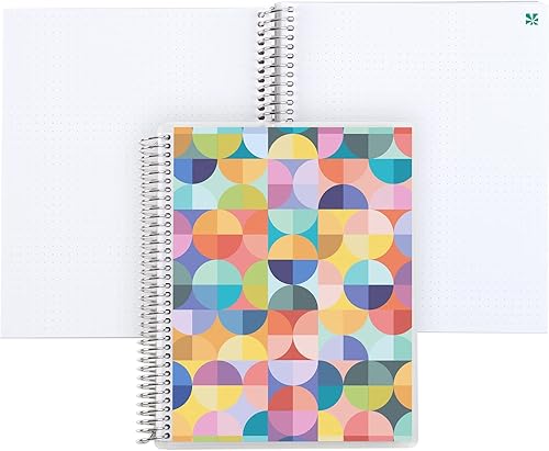 Miniatura 1 de Erin Condren Cuaderno de cuadrícula de puntos encuadernados en espiral de 7 x 9 pulgadas, círculos abstractos, cuadrícula de 160 puntos, cuaderno