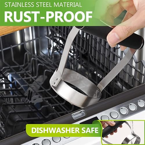 Hulisen Plain Edge Food Chopper, 3 Inch Manual Hand Chopper Dicer, Stainless Steel Round Handheld Food Cutter With Grip Handle, Chop Cabbage, Boiled Egg, Nut, Fruit, Vegetable, Meat For Salad #TOP4