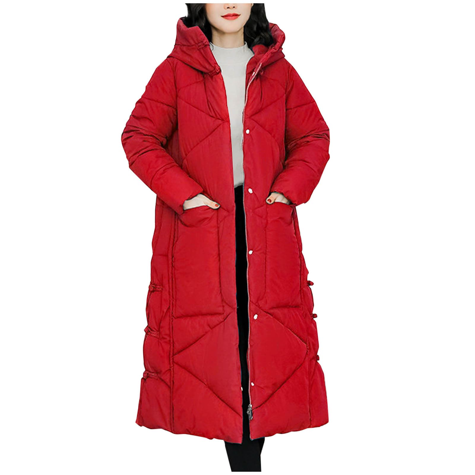 Generico Gilet Donna Lungo Invernale Piumino Lungo con Cappuccio Ripiegabile Piumini Maniche Lunghe Resistente all'Acqua Ripiegabile Giacca Donna Trapuntato Invernali Cappotto Ultraleggero Pesante