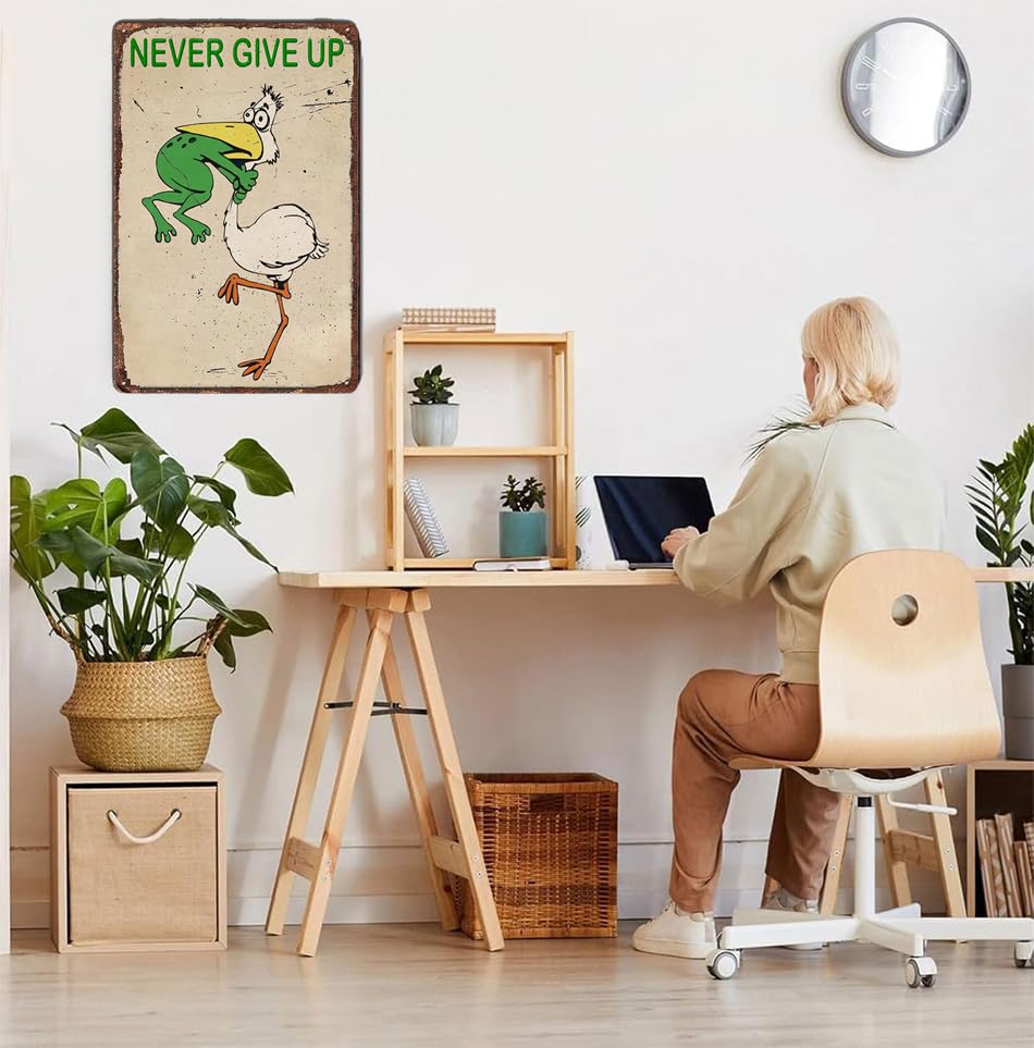 Amazon.com: Never Give up Frog Vintage Metal Tin Sign Retro Style