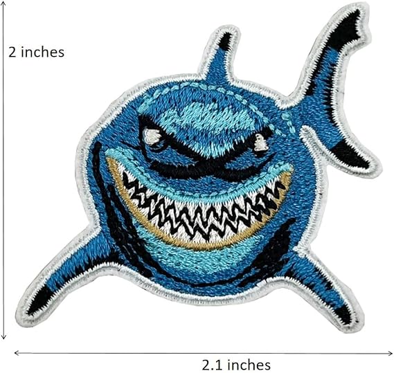 2'' Shark Embroidered Hook and Loop Patch