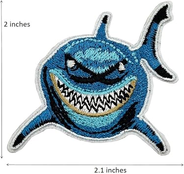 2'' Shark Embroidered Hook and Loop Patch