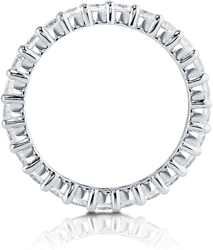 BERRICLE Sterling Silver CZ Round Cubic Zirconia Eternity Rings Wedding Band for Women - Gold Flashed, 1.5mm/2mm/2.5mm