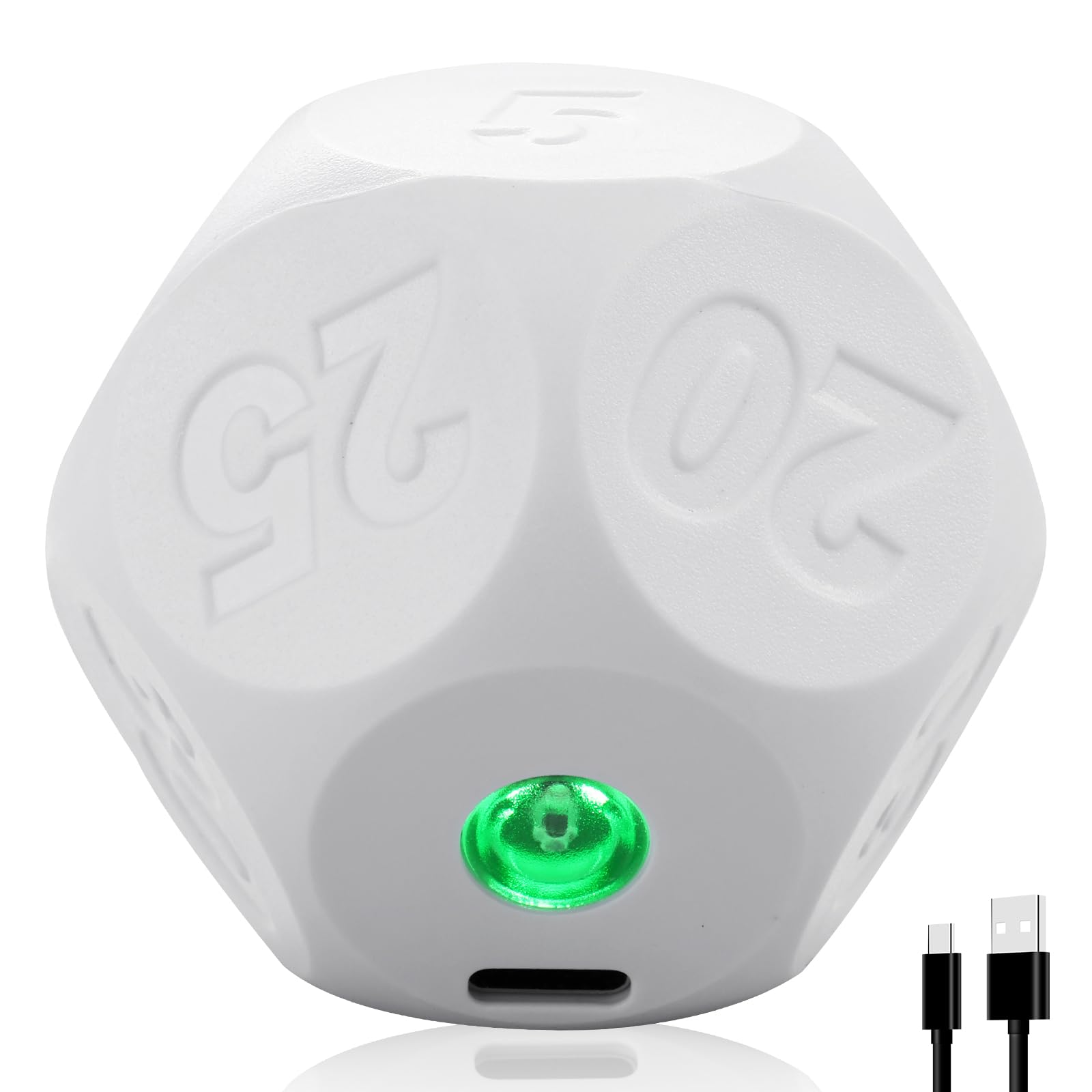Cube Timer 12 Sided Productivity Timer Cube with 11 Preset Countdown Rechargeable Flip Time Management Tool for Kitchen Study Meeting(white)