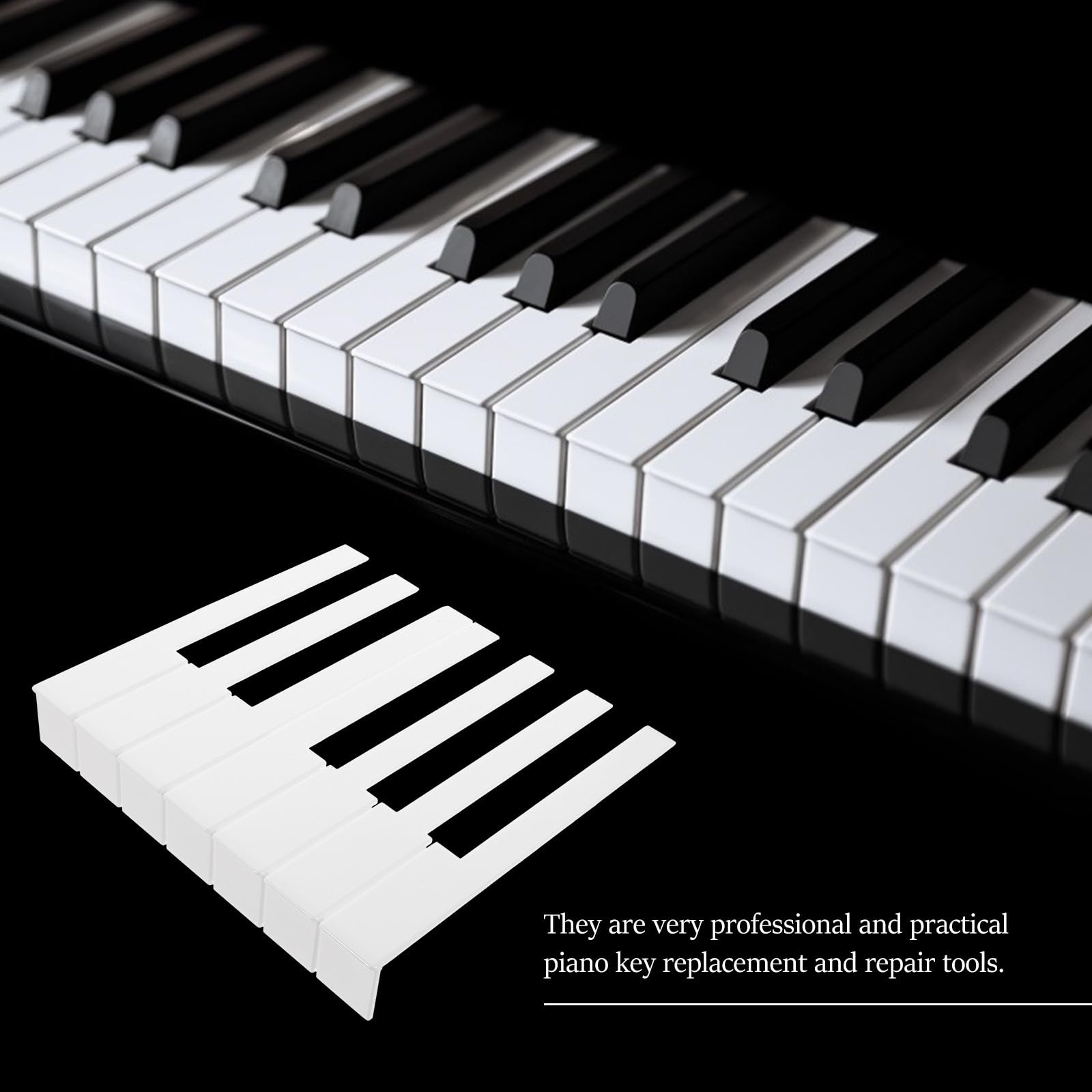 Touches de Piano Droit Blanches 52 Pcs Kit Remplacement pour Réparation Piano Vertical Solide Accessoires Professionnels pour Instruments de Musique Usage Personnel