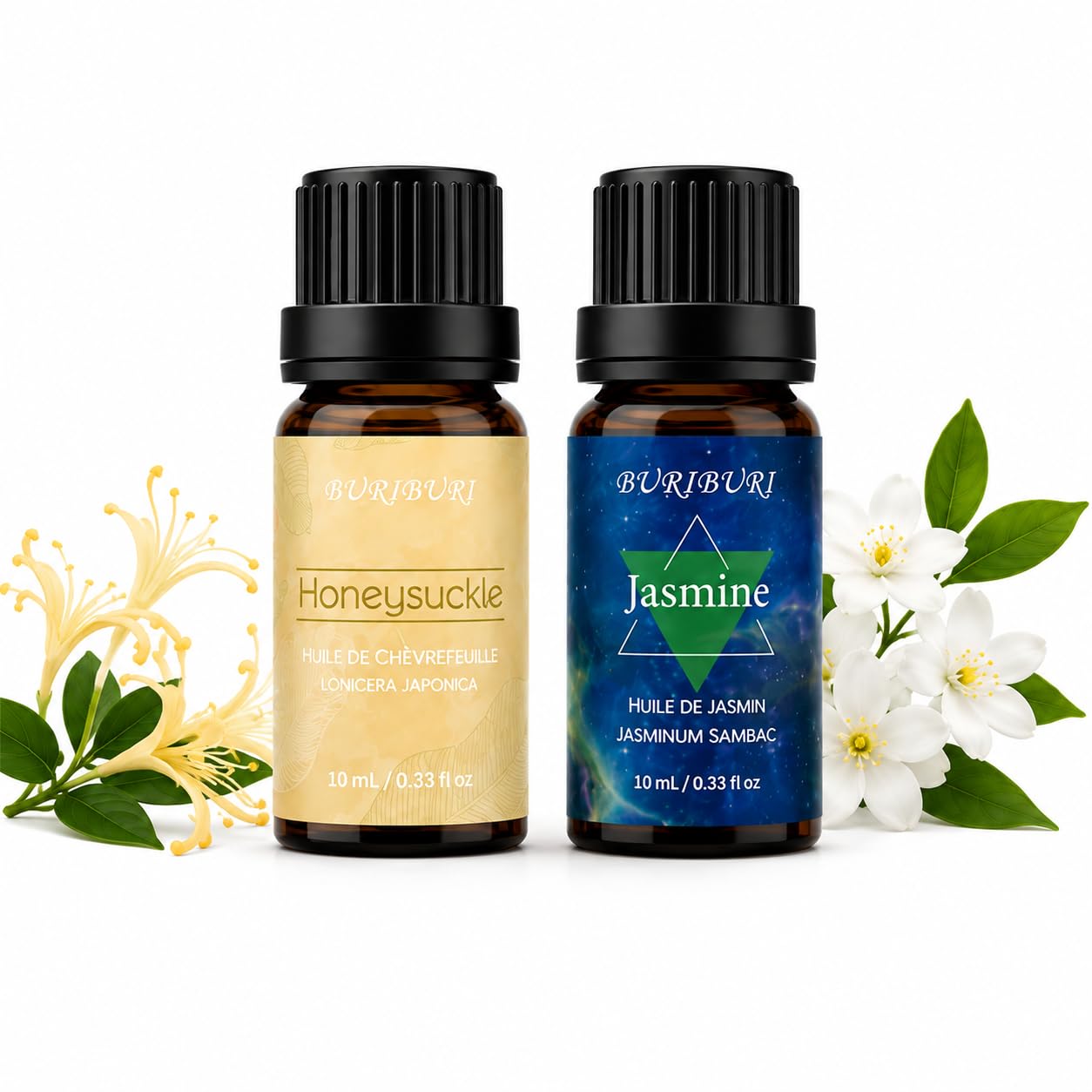 BURIBURI Honeysuckle Jasmine Essential Oil Set for Diffusers 2 Pack