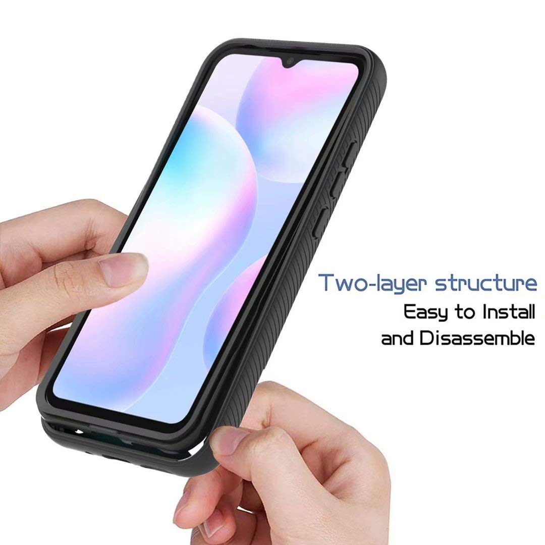 PIXFAB Custodia Antiurto Per Xiaomi Redmi 9AT/9A Con Anello E Cavalletto – Rosso - 4
