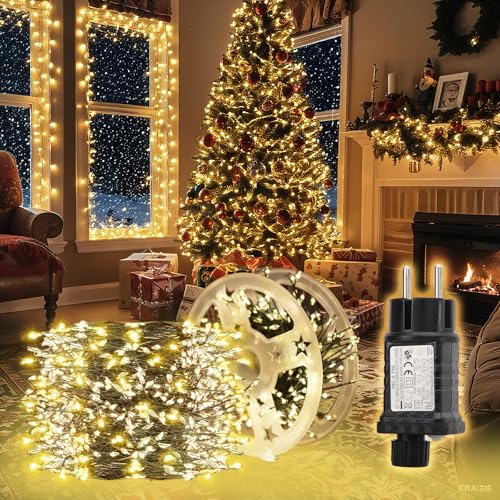 SALCAR LED Cluster Lichterkette Draht Weihnachtsbaum, 20m 800er LED...