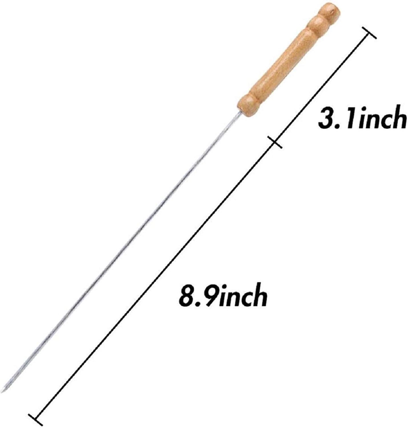 Skewers 12pc BBQ Needle Stainless Steel Wooden Handle Outdoor BBQ Needle Multifunctional BBQ Needle (Color : Brown)