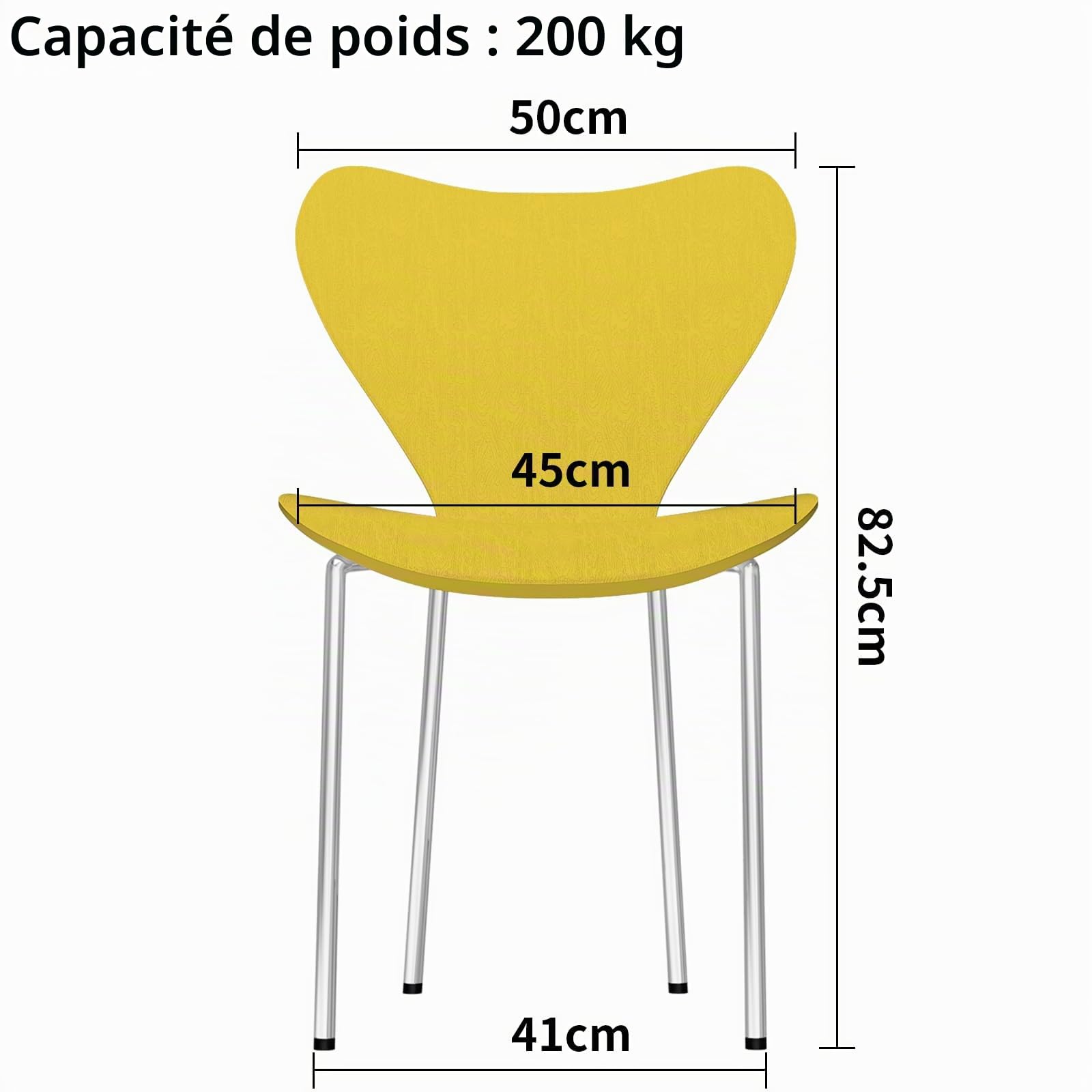 PIPIPOXER Lot de 4 chaises scandinaves, Salle à Manger ou Bureau avec Pieds en Métal, pour Cuisine, Salon, Salle de Réunion, Jardin, Jaune