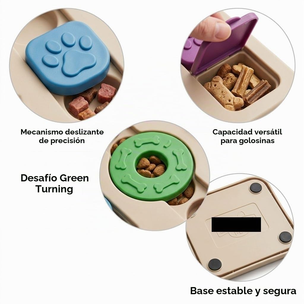 Juguete de Inteligencia y Comedero Antiatragantamiento para Perros, Dispensador Comida Perros Interactivo con Escondites para Golosinas, Juego Mental Antiestrés para Cachorro, Base Antideslizante