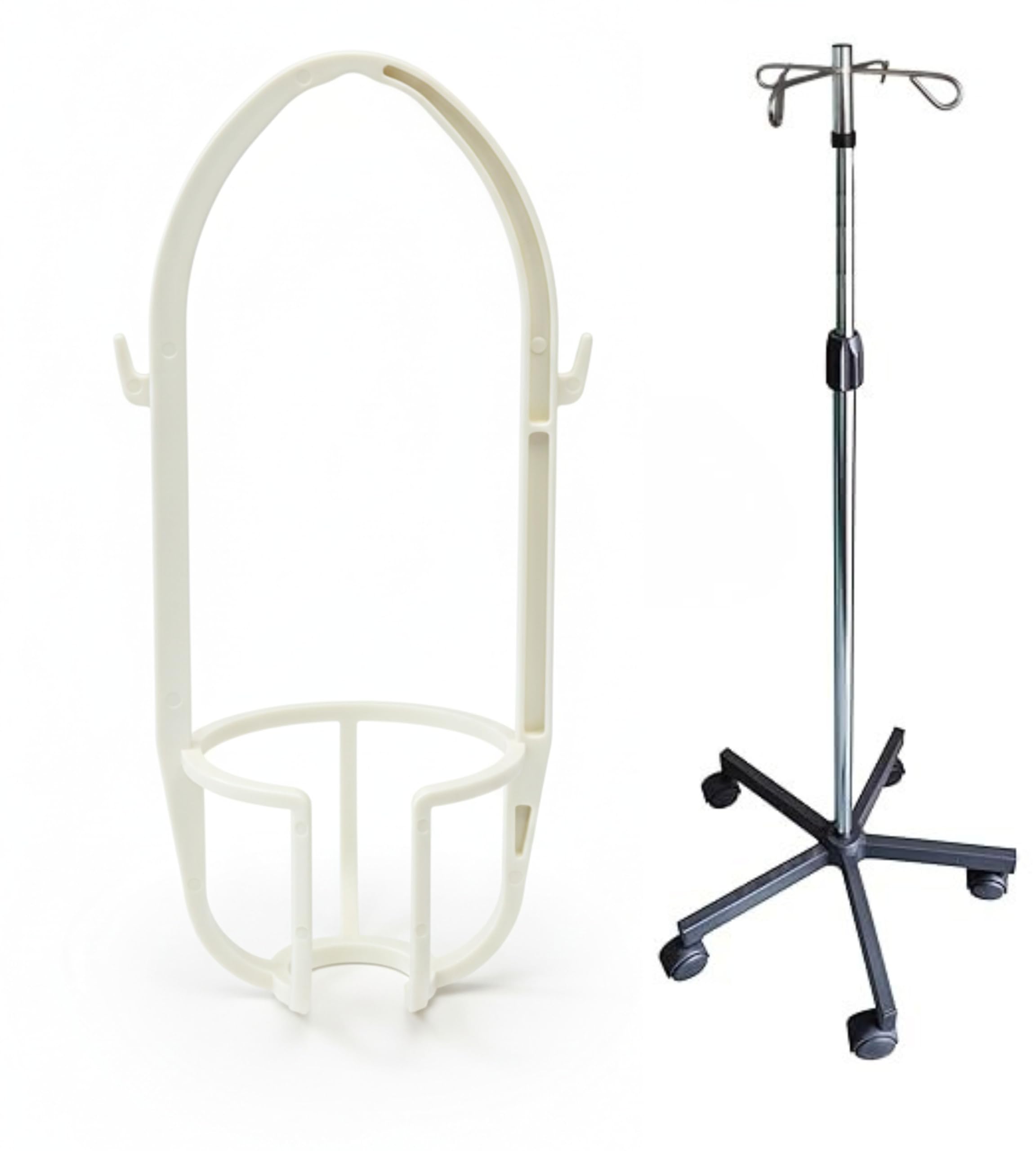 APP LIFE Portaflebo in Plastica Rigida, Cestello Reggiflacone Bianco per Asta Flebo, Accessorio Medico Ospedaliero per Flebo e Soluzioni Endovenose