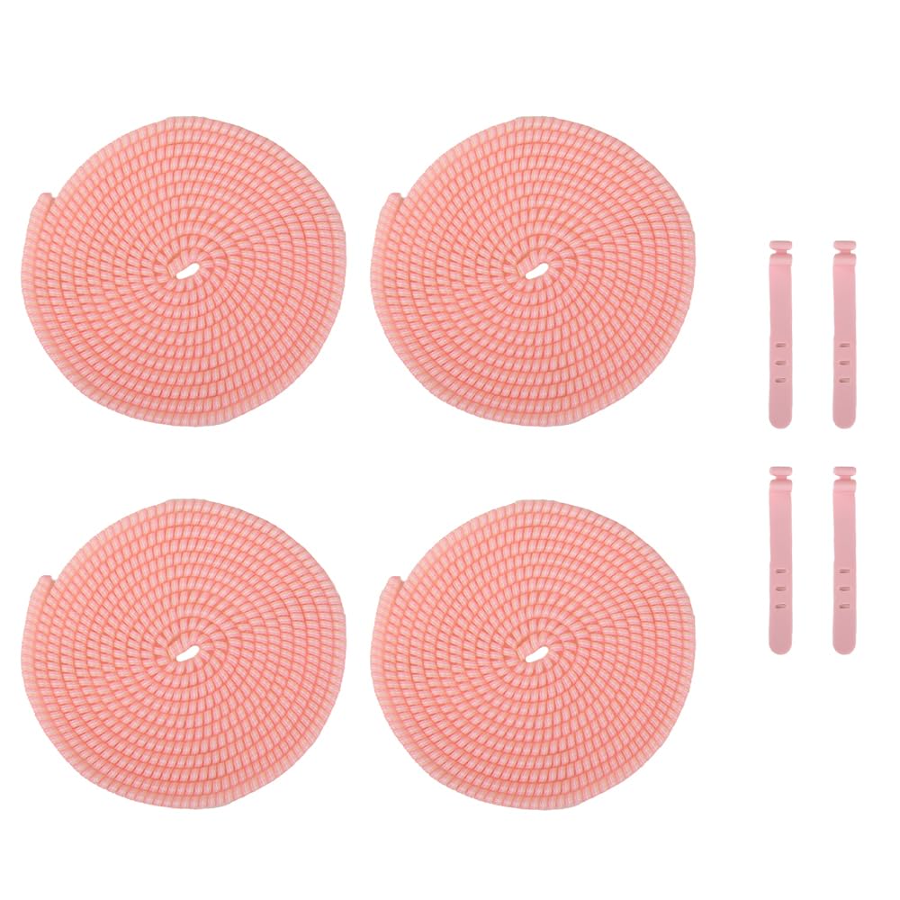QLD COVER 4pcs 1.6M(5.25FT) Spiral Cable Protector, Multicolor Suitable for Most Phone/Pad/Laptop USB Wire Cord Savers Protection Cover Anti-break Wrap Charger Data Line Cables Sleeves, Ordinary Pink