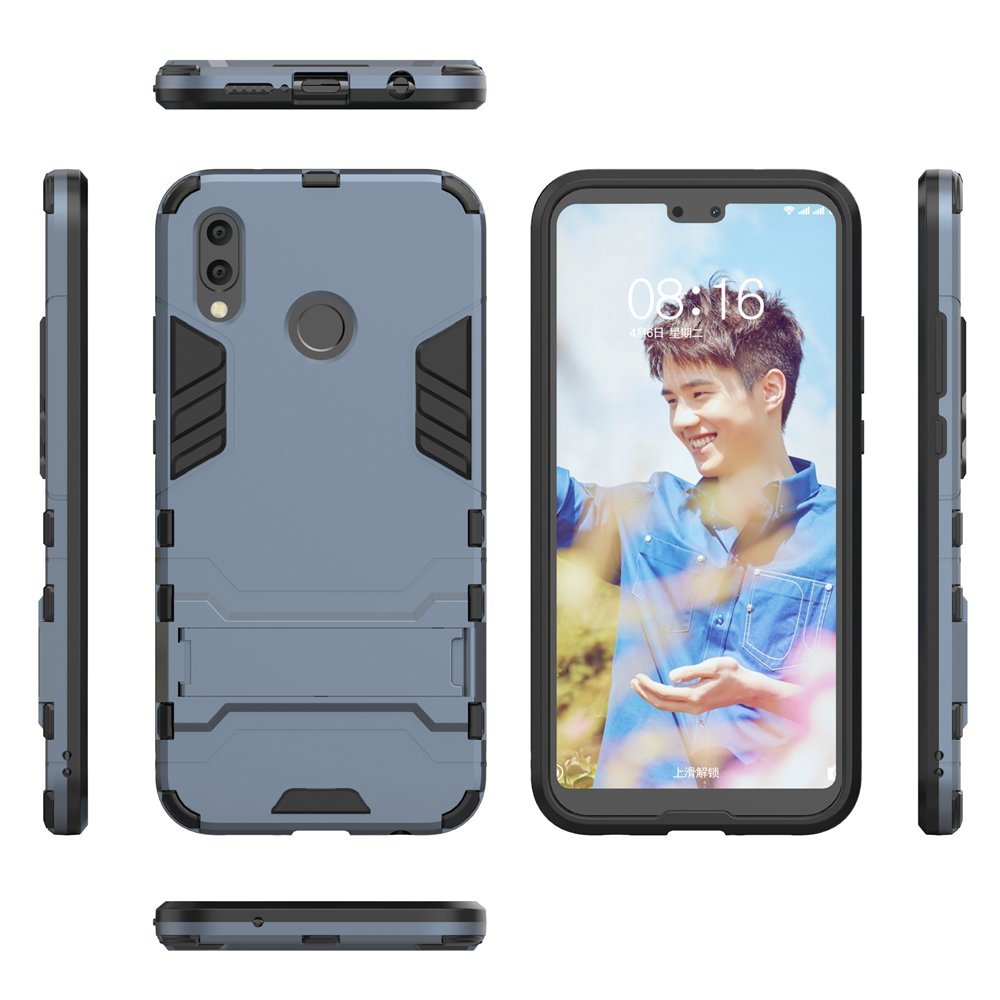 SATURCASE Custodia Ibrida 2 In 1 Per Huawei P20 Lite - PC + Silicone, Rosso Con Cavalletto - 3