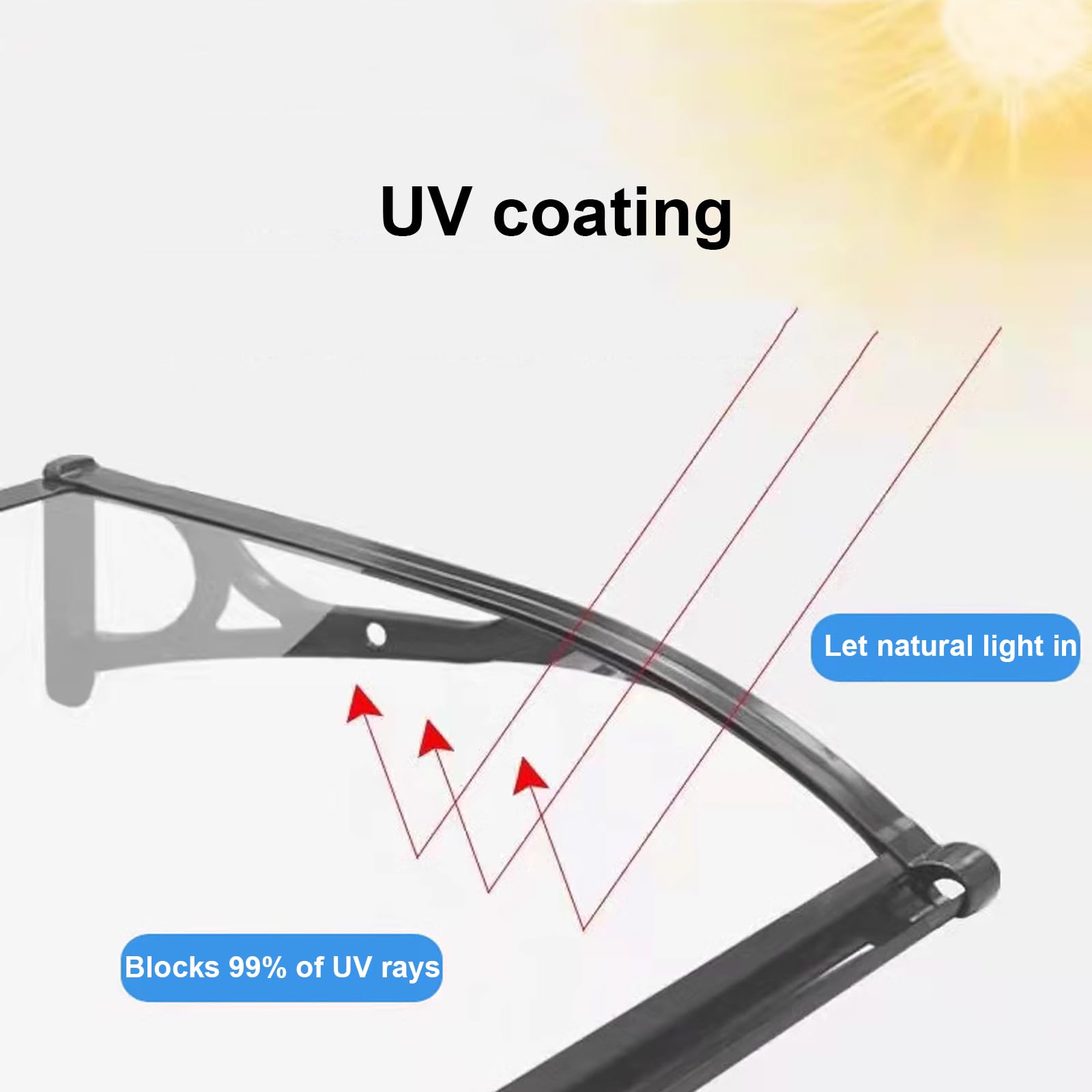 Vordach Überdachung für Haustür - Pultbogenvordach aus Aluminium und Polycarbonat Transparent, 99% UV-Schutz Regenschutz für Eingangstür (120x70cm/47x28)