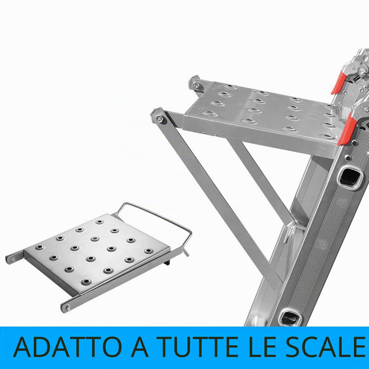 Piattaforma di Lavoro, Scala Telescopica Accessorio per Scala, Piattaforma Lavoro Scaletta Utensili di Ponte Antislittamento Tiene 180 kg