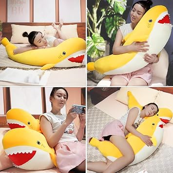 PEACH CAT Banana Shark Plush 21 Large Shark Stuffed Animal Soft Banana Plush Toys Gifts for Kids Yellow