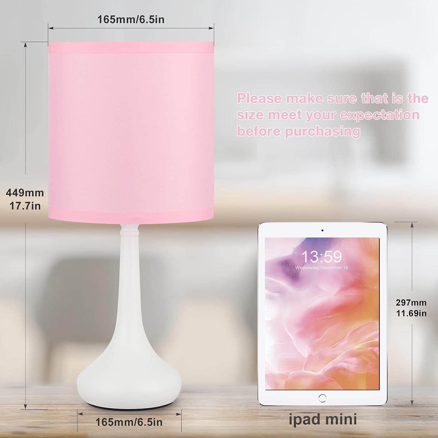Kakanuo Small Touch Bedside Lamp Nightstand Lamp for Bedroom Set of 2, Pink Touch Lamp Table Lamp, 3 Way Dimmable Desk Lamp with Lampshade for Bedroom, Living Room and Office (LED Bulbs Included)