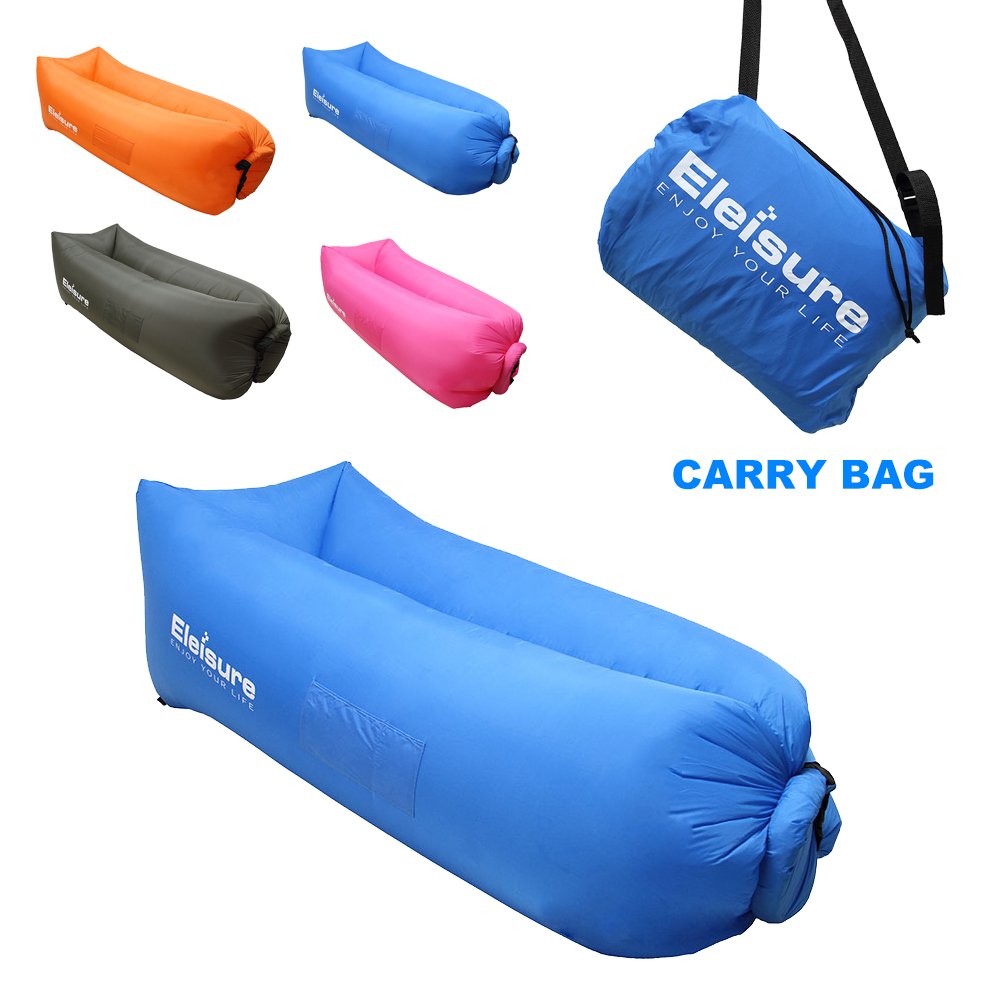 ELEISURE Inflatable Lounger, Blow-Up Air Mattress, Hammock, Chair, Sofa Carry Bag & Drink Holder Camping, Beach, Park, Backyard, Home - Blue