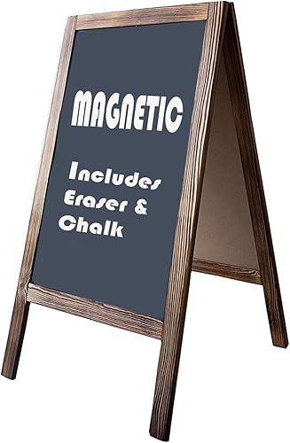 Miniatura 9 de Tektrum Pizarra magnética de madera rústica vintage grande y resistente de doble cara con marco en A, 20 x 40 pulgadas, superficie de escritura