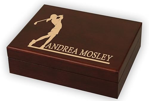 Miniatura 3 de DA VINCI Caja personalizada de madera de caoba para pelotas de golf con espacio para 12 bolas