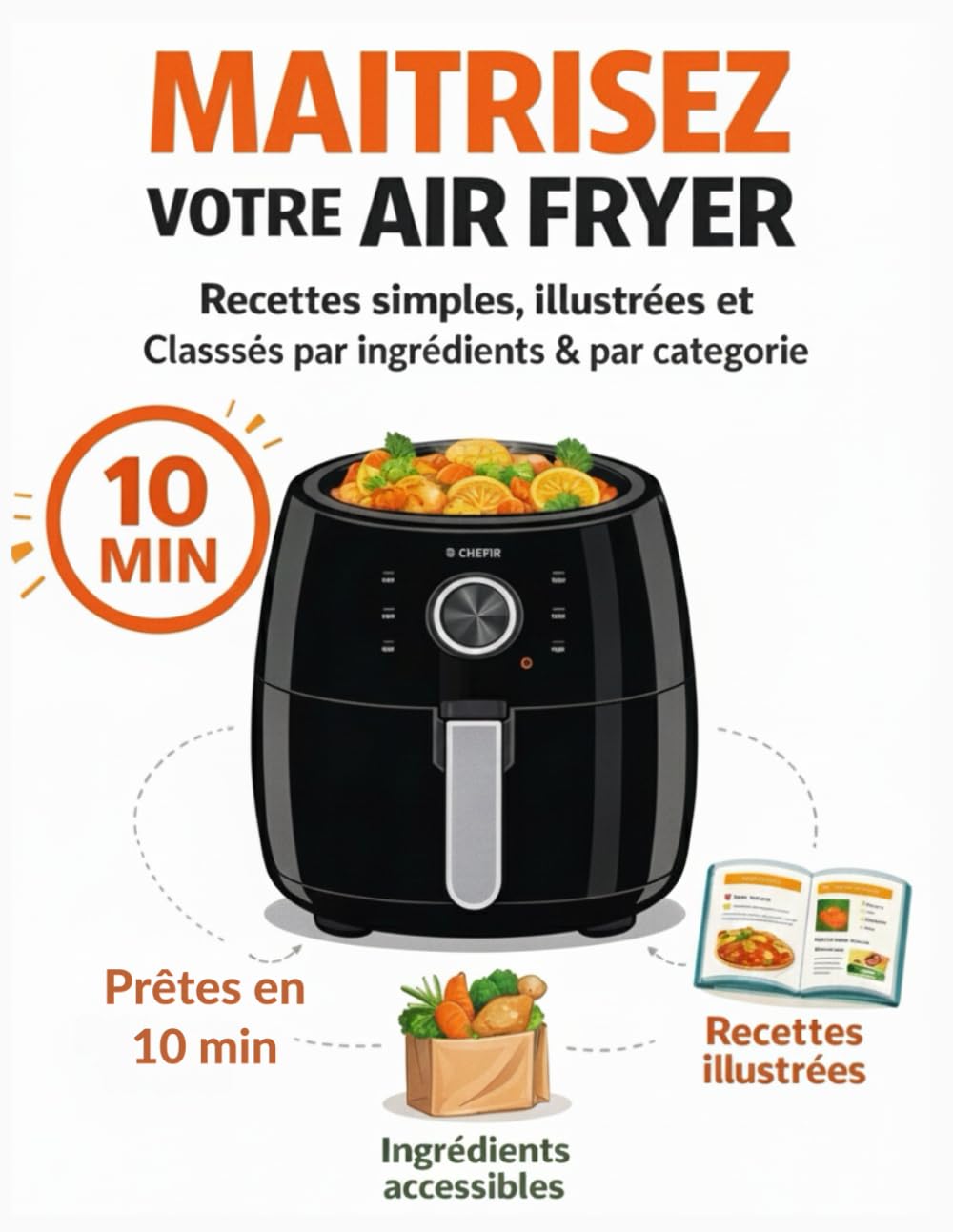 Maitrisez votre Air Fryer: recettes français simples en 10 minutes , illustrés et classées par ingrédients et par catégorie