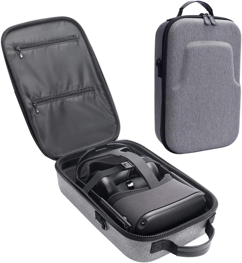 NiceCool Fashion Travel Case for Oculus Quest / Oculus Quest 2 All-in-one VR Gaming Headset and Accessories Protective Hard Case Hand Carry Bag Storage Box Grey