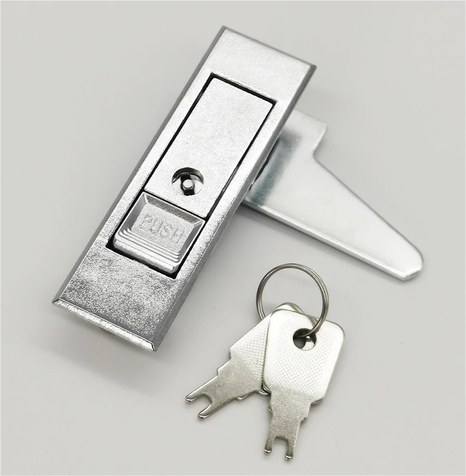MS603 Zamek przyciskowy do szaf rozdzielczych zasilania - bezpieczny zamek do szafki na dokumenty, zamek do skrzynki elektrycznej, 1 sztuka(White,With keys)