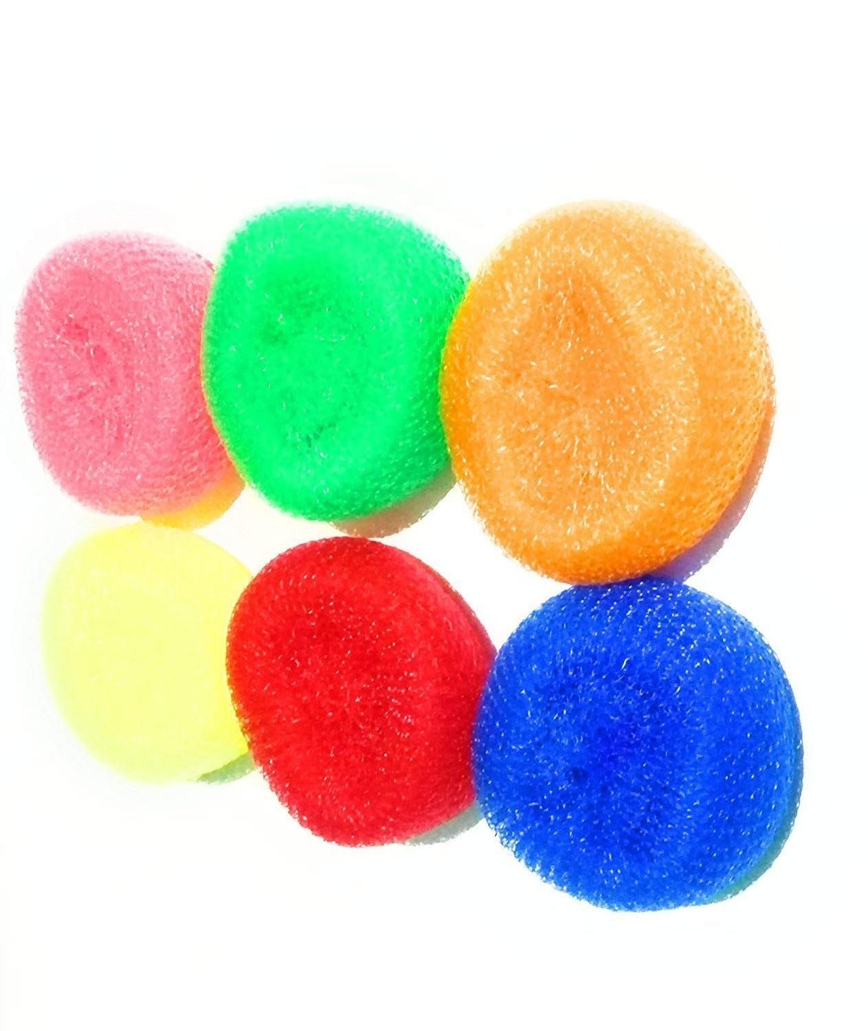 ROTZ Nylon Scrub Pads Non Stick Cookware Utensils Juna for Dish Wash Cleaning Non Stick Plastic Round Scrubber for Kitchen Bartan, Large, Assorted Colours, Pack of 6-image-3