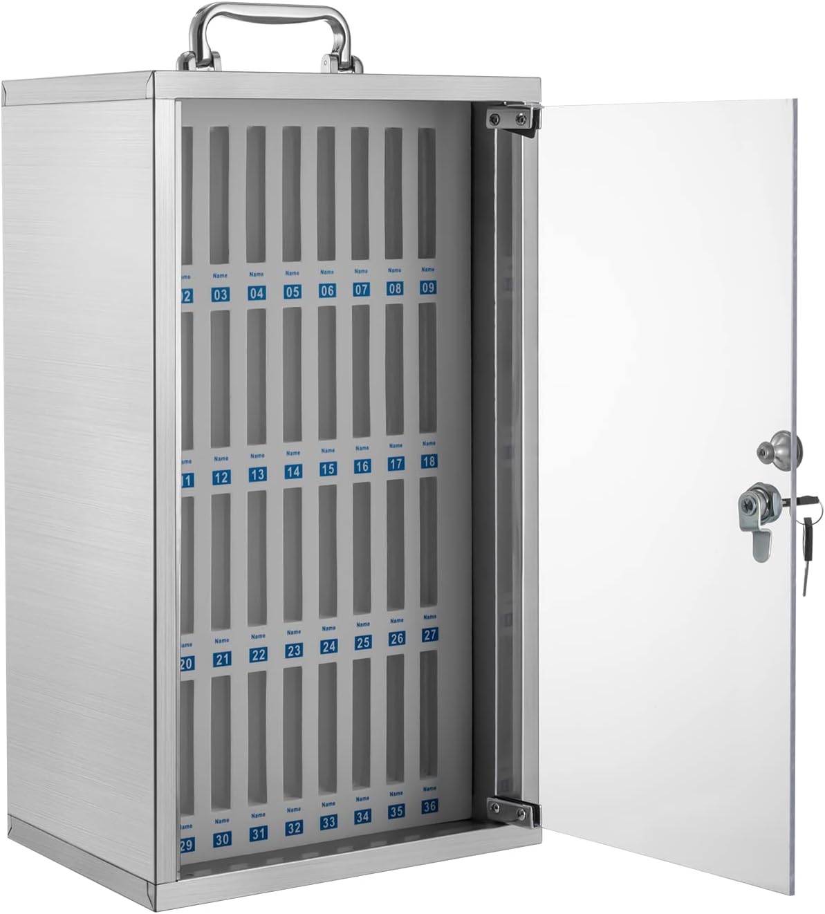 36-Slot Stainless Steel Mobile Phone Locker Box with Secure Locks - Ideal Classroom & Office Storage Solution for Phones & Devices - Compact & Durable Design