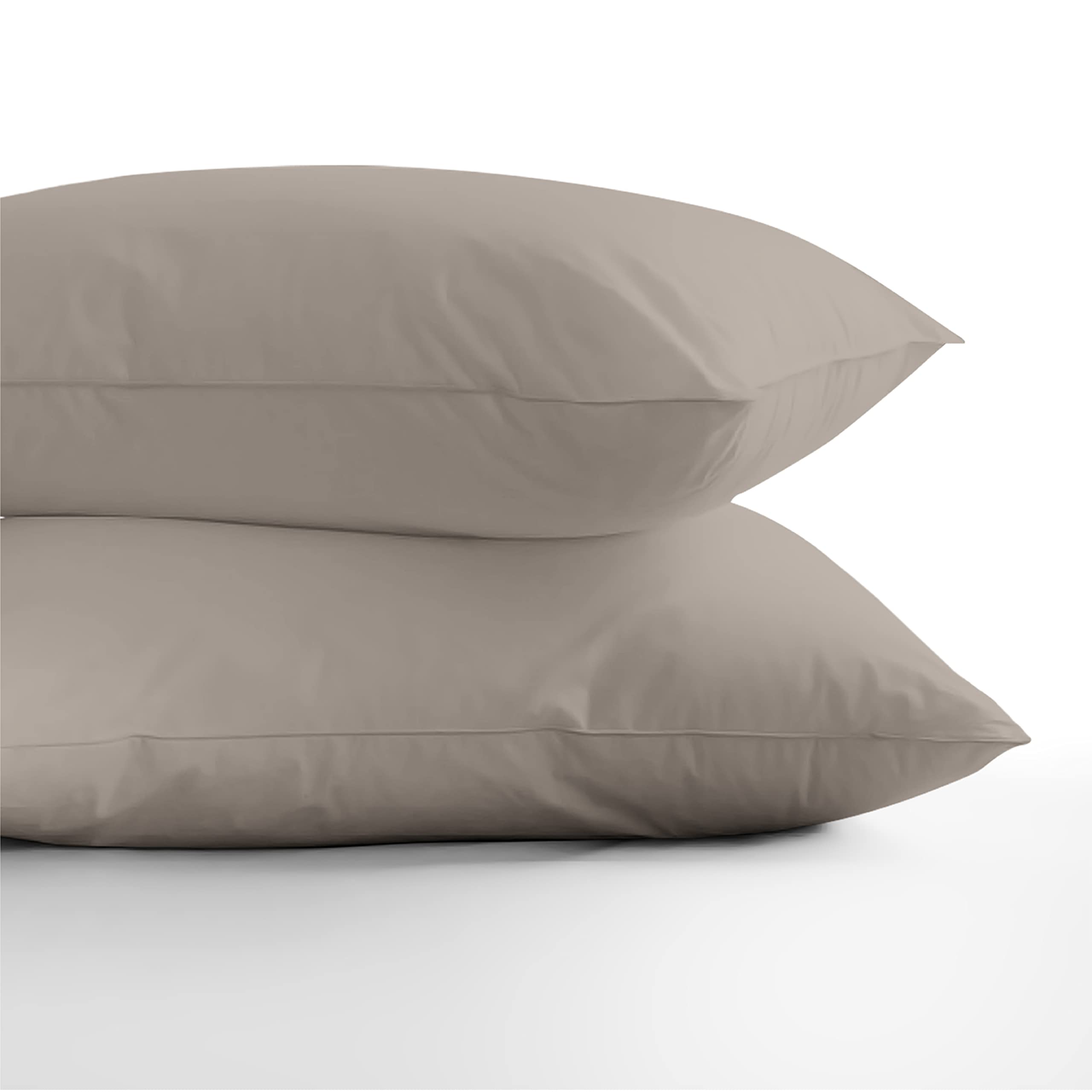 XOOX LinenPremium 800-Thread-Count Egyptian Feel 100% Cotton - Breathable Taupe King 2 Pc Pillowcase, Soft Smooth Luxury Sateen Weave, Extra Long Staple Cotton
